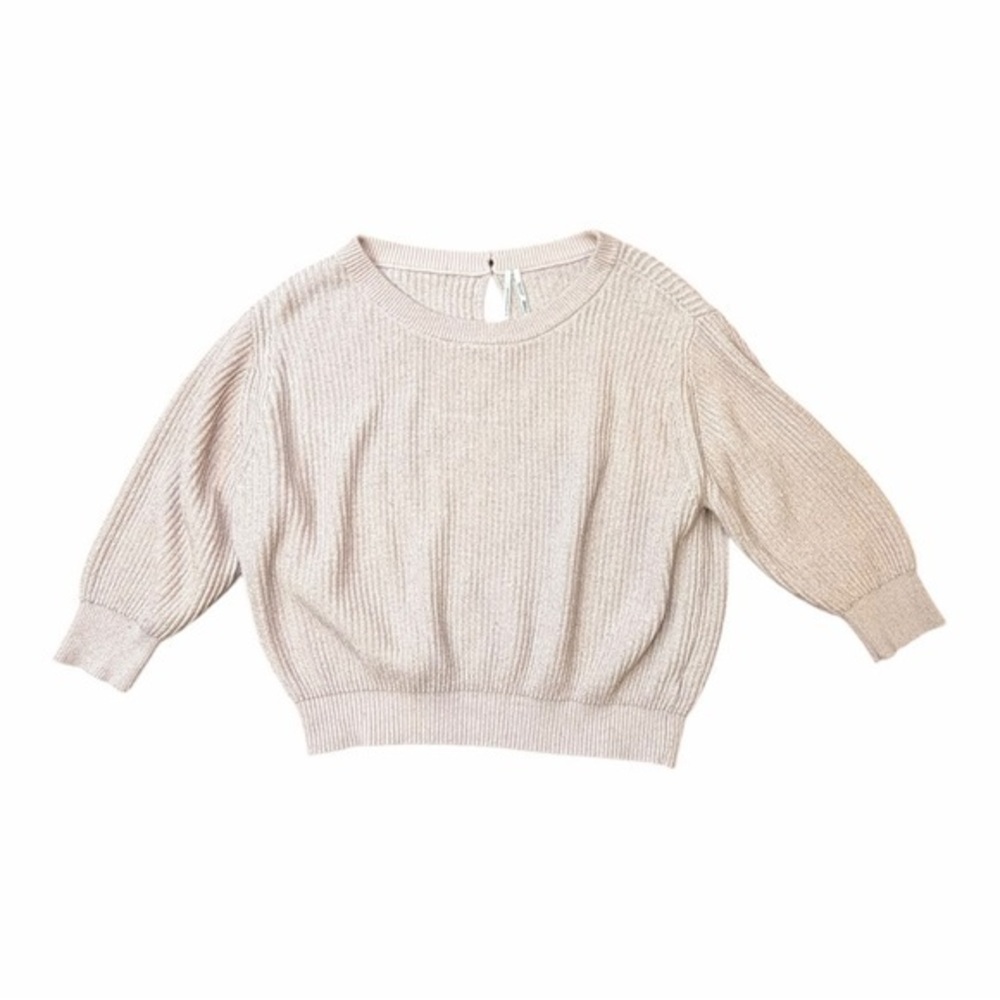 By Anthropologie Sweater Blush Crew Neck Large Knit Light Pink Gold - Picture 2 of 11
